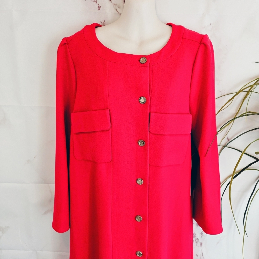 New Tuckernuck Barnett Midi Dress Red Button Down Quality Valentines Day - Picture 4 of 8